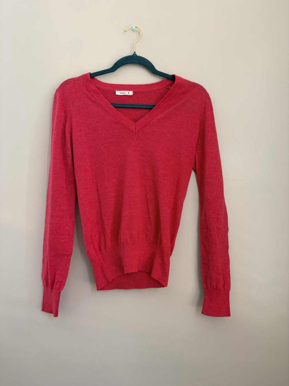 V-Neck Long Sleeve Sweater Pink